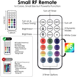 Submersible / underwater light - for aquarium / bathtub - 13LED - 16 RGB - IP68 - with RF remoteLights & lighting