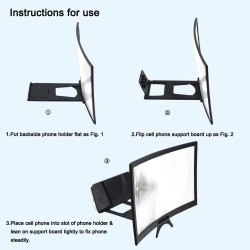 12" - HD projector - phone screen magnifying - curved glass - adjustable