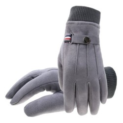Winter suede gloves - touch screen function - windproof - anti-slip - unisex
