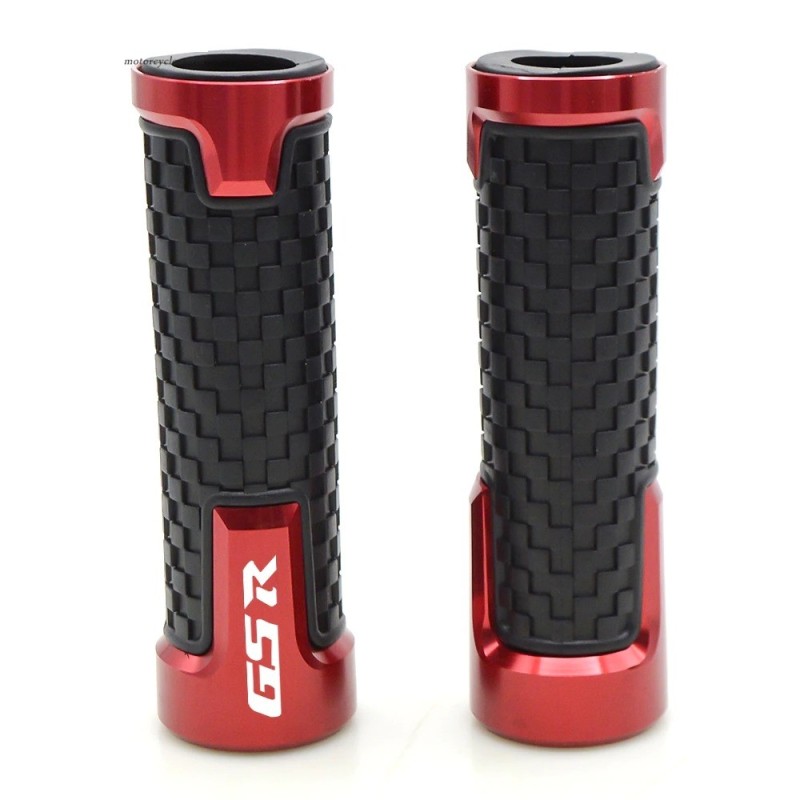 Motorcycle handlebar grips - aluminum / rubber - 22mm - for Suzuki / universal