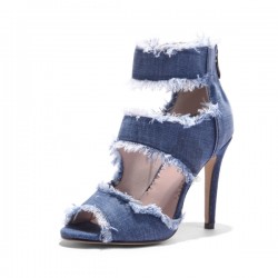 High heel denim sandals - with back zipperSandals