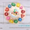 Educational toy - wooden digital clock - with geometric blocks