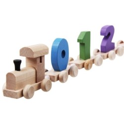Mini wooden train with numbers - building blocks - educational toyWooden