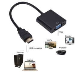 HD 1080P HDMI to VGA cable - adapter - converter with audio power supply