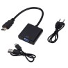 HD 1080P HDMI to VGA cable - adapter - converter with audio power supply