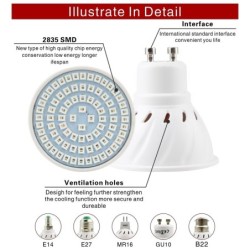 LED plant grow light - bulb - hydroponic - full spectrum - E27 / E14 / GU10 / MR16 / B22 - 220V - 3W / 4W / 5W