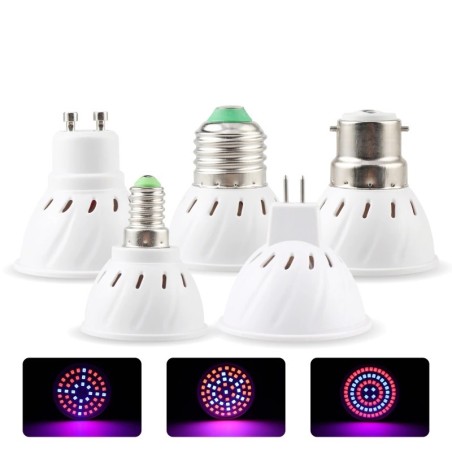 LED plant grow light - bulb - hydroponic - full spectrum - E27 / E14 / GU10 / MR16 / B22 - 220V - 3W / 4W / 5W