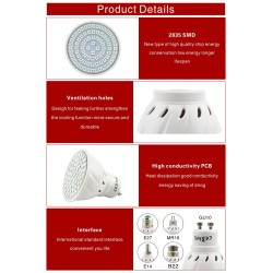 LED plant grow light - bulb - hydroponic - full spectrum - E27 / E14 / GU10 / MR16 / B22 - 220V - 3W / 4W / 5W