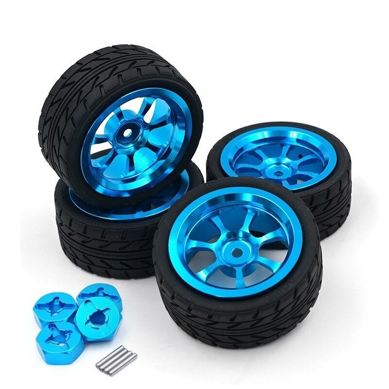 Alloy rims - tires wheels / hexagon adapter - for 1/18 Wltoys RC cars - upgraded - 4 pieces Alloy rims - tires wheels / hexagon adapter - for 1/18 Wltoys RC cars - upgraded - 4 pieces