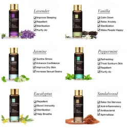 Essential oils - for diffusers / bath / massages - rose / eucalyptus / jasmine / sandalwood / lavender - 10mlMassage