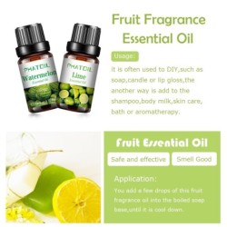 Fruit essential oils - strawberry / mango / watermelon / passion fruit - for diffusers / baths / cosmetics - 10 piecesHumidif...