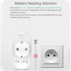 BW-SHP7 -16A 3680W - wall socket - dual EU plug - WiFi - timer - remote control - Alexa - GoogleSwitches