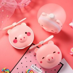 Mini pocket mirror - with fan - LED light - piggy head shapeMake-Up