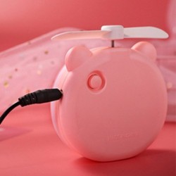 Mini pocket mirror - with fan - LED light - piggy head shapeMake-Up