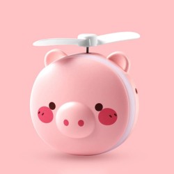 Mini pocket mirror - with fan - LED light - piggy head shapeMake-Up