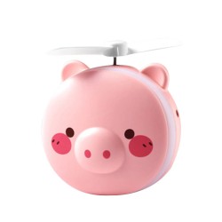 Mini pocket mirror - with fan - LED light - piggy head shapeMake-Up