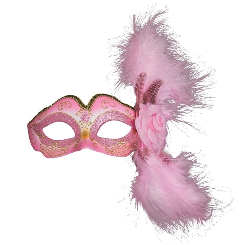 Venetian eye mask - with feathers / glitter - for Halloween / masquerades