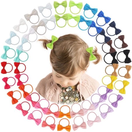 Hair elastics - with ribbon bow - 50 pieces