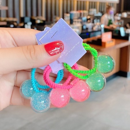 Hair elastics - with starry ball - 2 pieces