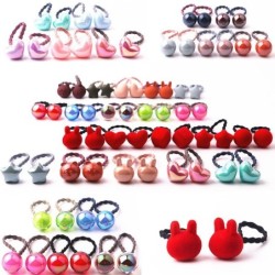 Hair elastics - multicolored - balls / hearts / stars / rabbit - 10 pieces