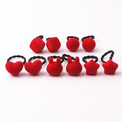 Hair elastics - multicolored - balls / hearts / stars / rabbit - 10 pieces