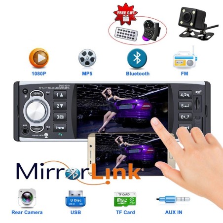 4,1 polegadas - 1 Din - rádio do carro - controle remoto - HD - Bluetooth - 12V - USB - AUX - FM
