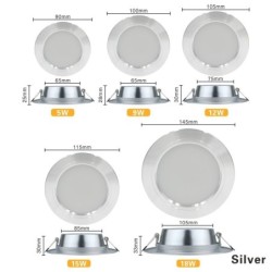 LED ceiling light - recessed round lamp - 5W / 9W / 12W / 15W / 18W - AC 220V-240V - 1 piece