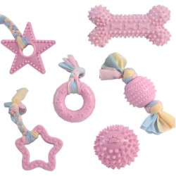 Dogs / cats training toys - with rope - chewable / teeth cleaning - 6 piecesToys