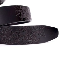 Luxurious leather belt - with automatic buckle - V letter / snake design