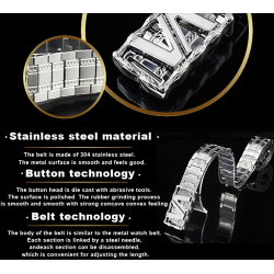 Luxurious stainless steel belt - punk style - buckle with panther
