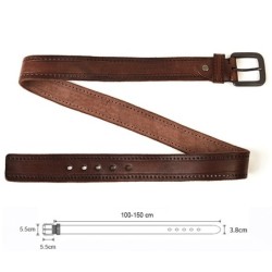 Classic men's belt - metal buckle - genuine leather - with screws