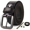 Classic men's belt - metal buckle - genuine leather - with screws
