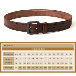 Classic men's belt - metal buckle - genuine leather - with screws