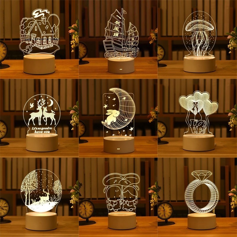 Acrylic LED night light - 3D neon lamp - elk / bear / unicorn / SantaLights & lighting