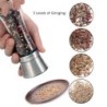 Transparent herbs / salt / pepper grinder - with adjustable coarseness - stainless steel - 2 pieces