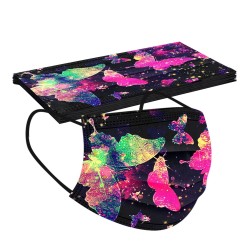 Protective face / mouth masks - disposable - 3-ply - for children - butterflies printed - 10 pieces