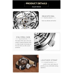 Pagani Design - luxurious automatic men's watch - stainless steel - leather strap - waterproof