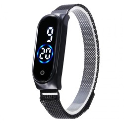 Relógio feminino elegante - tela sensível ao toque - digital - LED - com fivela magnética