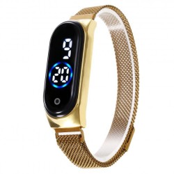 Relógio feminino elegante - tela sensível ao toque - digital - LED - com fivela magnética