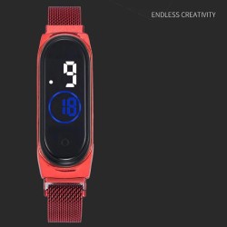 Relógio feminino elegante - tela sensível ao toque - digital - LED - com fivela magnética