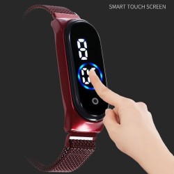 Relógio feminino elegante - tela sensível ao toque - digital - LED - com fivela magnética