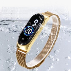 Relógio feminino elegante - tela sensível ao toque - digital - LED - com fivela magnética
