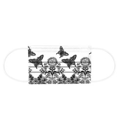 Protective face / mouth masks - disposable - 3-ply - for adults - black butterflies print - 50 pieces