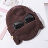 Warm winter knitted hat - with glasses - ears / mouth protection