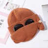 Warm winter knitted hat - with glasses - ears / mouth protection