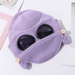 Warm winter knitted hat - with glasses - ears / mouth protection