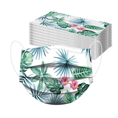 50 peças - máscaras antibacterianas descartáveis / boca - 3 camadas - impressão floral - 50 peças