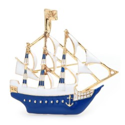 Enamel sailboat - elegant brooch