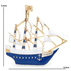 Enamel sailboat - elegant brooch