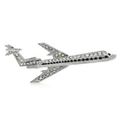 Sparkling big airbus / airplane - elegant brooch